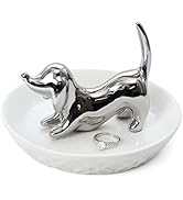 HOME SMILE Dog Ring Holder,Ceramic Silver Jewelry Holder,Mother's Day Gifts for Dog Mom Gifts for...