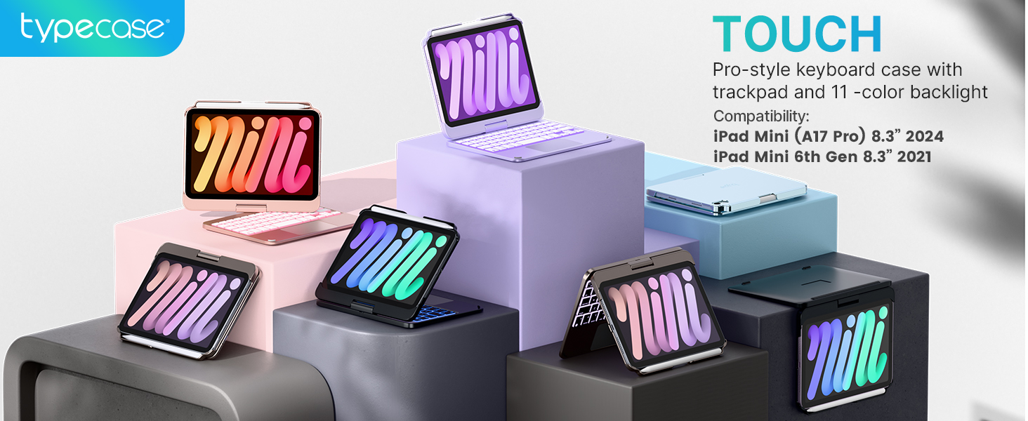 for ipad mini a17 rotating keyboard case