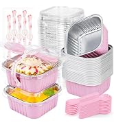Mini Cake Pans with Lids, ZOXILEN 5oz/150ml Mini Loaf pans with Lids Spoons Aluminum Foil, Dispos...