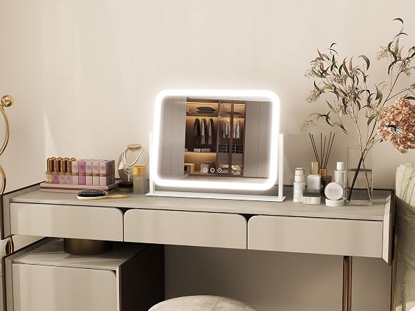 mirror for desk with lights