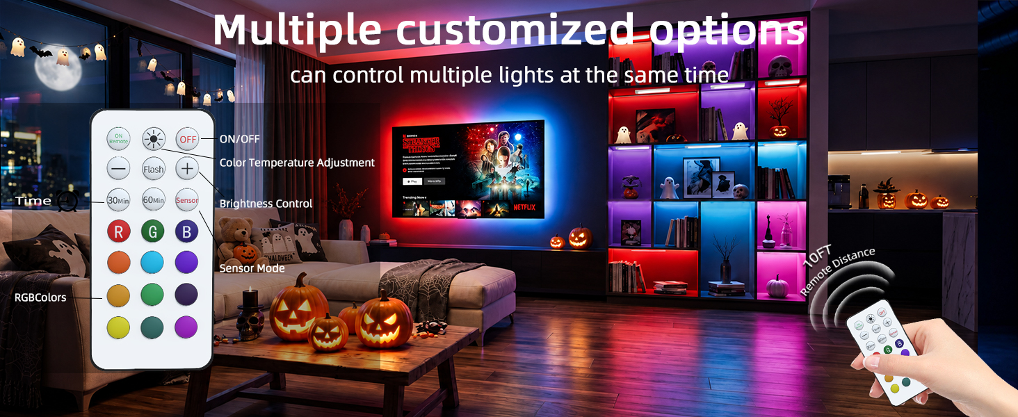 Under Cabinet Lighting with Remote,RGB Color Changing Under Cabinet Lighting Wireless