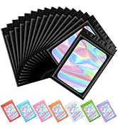 Funfery 100 pcs Black Mylar Holographic Bags Packaging Bags,Clear Resealable Bag Foil Pouch Bag f...