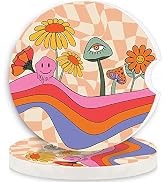 Car Coasters 2 Pack,2.56" Ceramic Stone Car Cupholder Absorbent Coaster Set for Women Men Drink C...