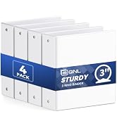 GNL 3 Inch Binders 3 Ring Bulk, 3" Three Ring Clear View Binder (Fit 8.5"x11" Paper) PVC-Free & N...