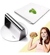 Meykers Burger Smasher 6.3" Smash Press Hamburger & 100 Patty Paper | for Griddle Grill Pan Skill...