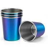Cafezi 8 oz Stainless Steel Cups 4 Pack, Stackable Metal Drinking Glasses, Unbreakable & Shatterp...