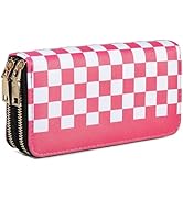 KAROMUS Women's Checkered Wallet, Large Capacity Highland Purse, 2 Zippers Card Cases and Money O...