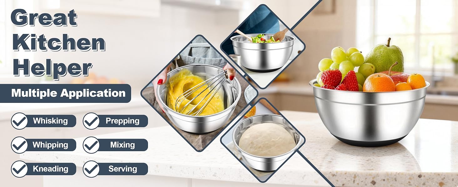 fit for whisking eggs, mixing sauce, kneading dough, tossing salads, marinating meat