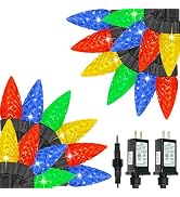 2 Pack C6 Christmas Lights Outdoor Indoor, Total 200 LED 66 FT Connectable Christmas String Light...