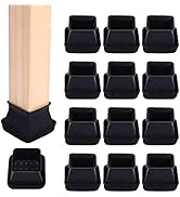 Ezprotekt 24 PCS Square Silicone Chair Leg Floor Protectors with Felt, Felt Furniture Pads, Chair...
