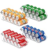 Simple Houseware Soda Can Organizer and Dispenser for Refrigerator / Pantry, Clear, Set of 4