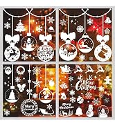 10 Pack Christmas Snowball Window Clings Decals 419 Pcs Xmas Snowflakes Window Decorations Christ...
