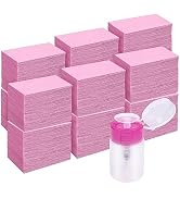 1000 Pcs Gel Nail Polish Remover, Lint Free Nail Wipes Cotton Pad with a Pump Dispenser Bottle Di...