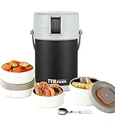 67oz Thermos Container For Hot Food, Adults Stainless Steel 3 Tier Wide Mouth Insulated Stackable...
