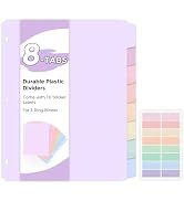 SKYDUE 8-Tab Binder Dividers for 3 Ring Binder, Letter Size, Durable Plastic Tab Dividers,Write &...