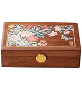 KAOTGOT Travel Jewelry Case Small Wood Jewelry Organizer Jewelry Box for Women (Nut-Brown Print E)