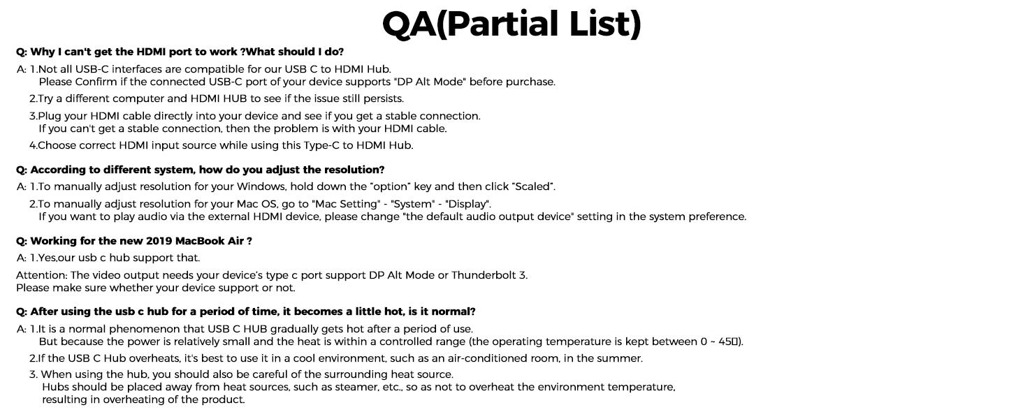 QA laptop accessories dongle adapter usb c