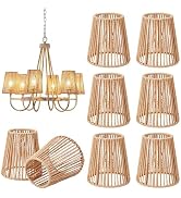 TWINKLEMON 8PCS Chandelier Lamp Shades Set Small Paper Rattan Lamp Shade for Pendant Wall Ceiling...