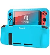 Teyomi Protective Silicone Case for Nintendo Switch, Grip Cover with Tempered Glass Screen Protec...