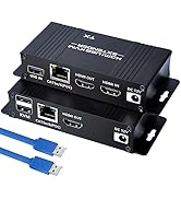 BAISHUN 164ft HDMI KVM USB Extender, HDMI to RJ45 Over Cat5e/6/7, Zero Latency 1080p@60Hz USB Key...