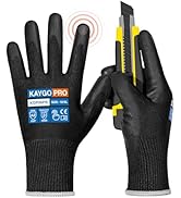 KAYGO Cut Resistant Gloves PU Coated, 12 Pairs Safety Work Gloves with full fingers Touchscreen, ...