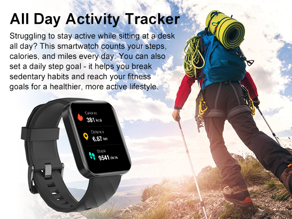 Track steps, calories, distance on smartwatch. Set daily step goal to break sedentary desk habit.