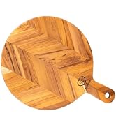 Dynamic-top Teak Cutting Board for Kitchen, 15.75 x 11.8 x 0.7 in Round Wooden Cutting Board with...