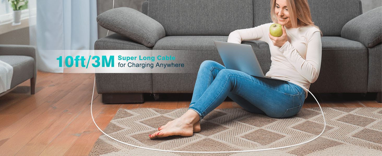 10ft/3M Super Long Cable for Charging Anywhere
