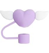 Purple Straw Cover,Love Wing Straw Covers Cap Toppers for Stanley Cup,10mm Silicone Straw Cover F...
