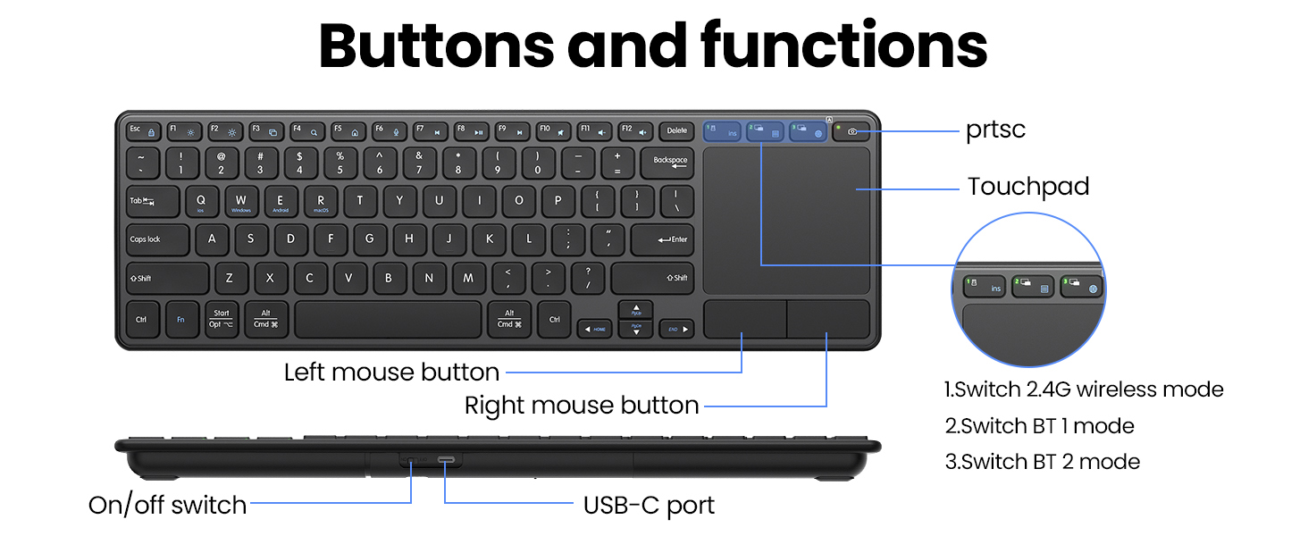 Wireless Keyboard with Touchpad