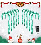 PerPaiMe 10" Christmas Candy Cane Lights - Set of 10 Pathway Markers Christmas Outdoor Yard Decor...