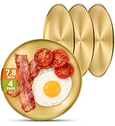 Offiper 4 Stainless Steel Plates, 7.8 inch Small 201 Metal Camping Plate, Reusable Food Serving D...