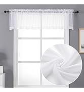 Chyhomenyc White Sheer Valances for Windows 2 Pack, Small Window Kitchen Curtains for Living Room...