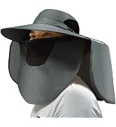 Fishing-Sun Hat Men UV-Protection Neck-Flap - Bucket Hat with Removable Face Cover & Neck Flap Wi...