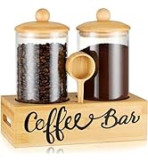 Yangbaga 55OZ Glass Coffee Canister for Ground Coffee,2Pcs Coffee Containers with Bamboo Handle S...
