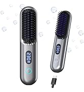 Cordless Hair Straightener Brush - Portable Straightener Brush with 9 Temp Settings, Mini Straigh...
