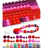 172PCS FIVEIZERO Silicone Beads for Keychain Making, 6 Mixed Colors Silicone Focal Beads Kit, 9mm...