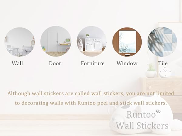 It can be stuck to walls, furniture, doors, tiles, mirrors and windows, any flat surface.