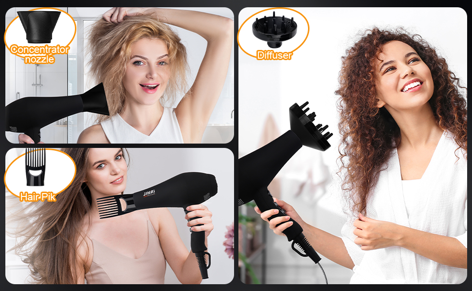hair dryer with diffuser,concentrator and comb