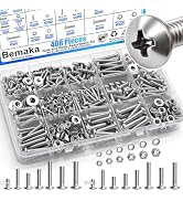 Bemaka 408PCS Machine Screws Nuts and Bolts Assortment Kit, 304 Stainless Steel Bolts #6-32#8-32#...