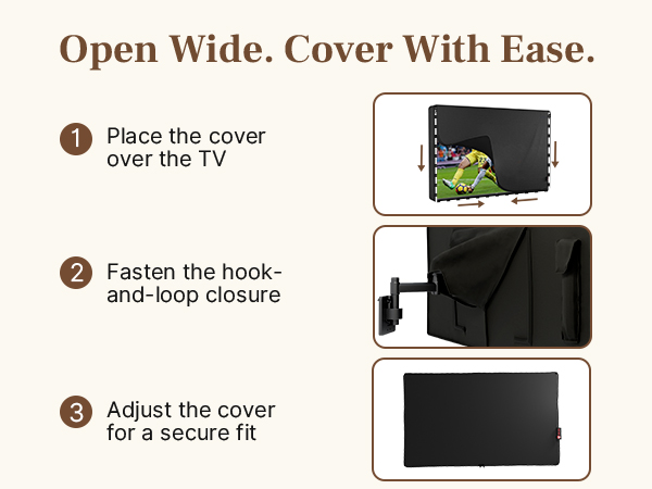 Place Cover, Fasten Hook-and-Loop Closure, Adjust for Secure Fit