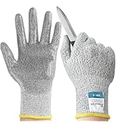 Dowellife Level 5 Cut Resistant Gloves with Silicone Coating, Food Grade Kitchen Knife Safety Glo...