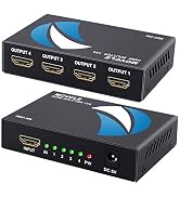Movcle HDMI Splitter 1 in 4 out Full Ultra HD 1080P 4K/2K 1X4 Port Box Hub with US Adapter v1.4 P...
