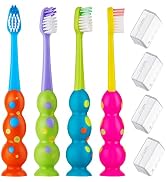 Trueocity Kids Toothbrushes 4 Pack - Soft Contoured Bristles - Child Sized Brush Heads (3-10 Year...