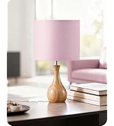 GOEBLESON Pink Table Lamp, 14.2" Small Bedside Lamp, Modern Nightstand Lamp with Pink Linen Lamps...