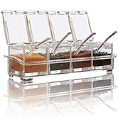 Clear Seasoning Box,V-Resourcing 4 Pieces Clear Seasoning Storage Container for Spice Salt Sugar ...