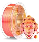 JAYO Silk PLA Filament 1.75mm Dual Colors Red Gold, Coextrusion Dual Color 3D Printer Filament, S...
