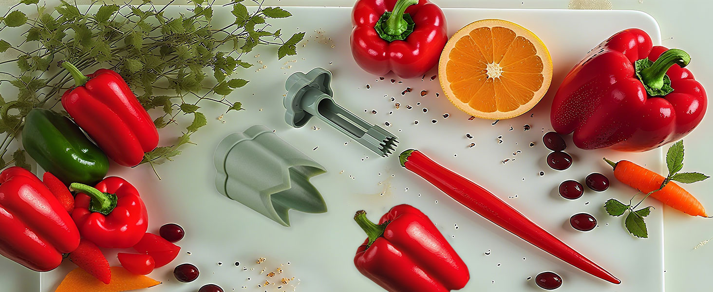 2 in 1 Red Bell Pepper Seed Corer Remover Tool
