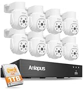 Anlapus 4K Wired Security Camera System with Audio, 8pcs 8MP 360° Pan/Tilt Outdoor Indoor Cameras...
