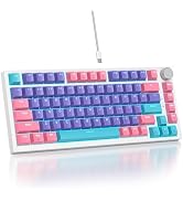 Mosptnspg 75% TKL Wired Mechanical Keyboard,RGB Backlit Gasket Mount 82 Key Hot Swappable Custom ...